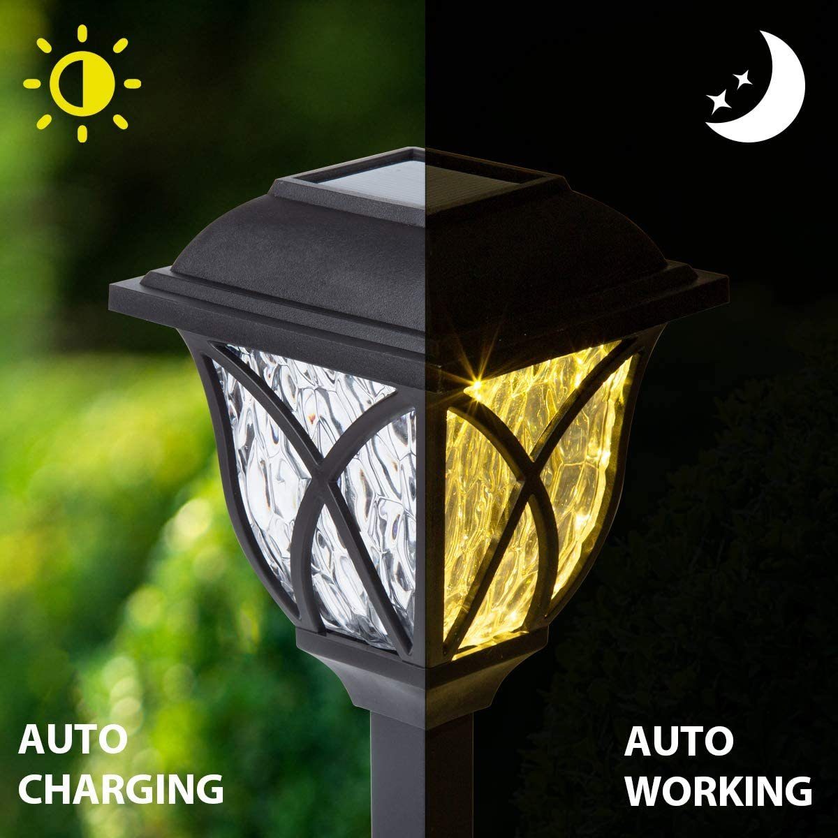 GIGALUMI LED Gartenleuchte, LED fest integriert, Warmweiß, solarbetriebene Weglichter, für Garten, Terasse, Landschaft, Gehweg, Warmweiß