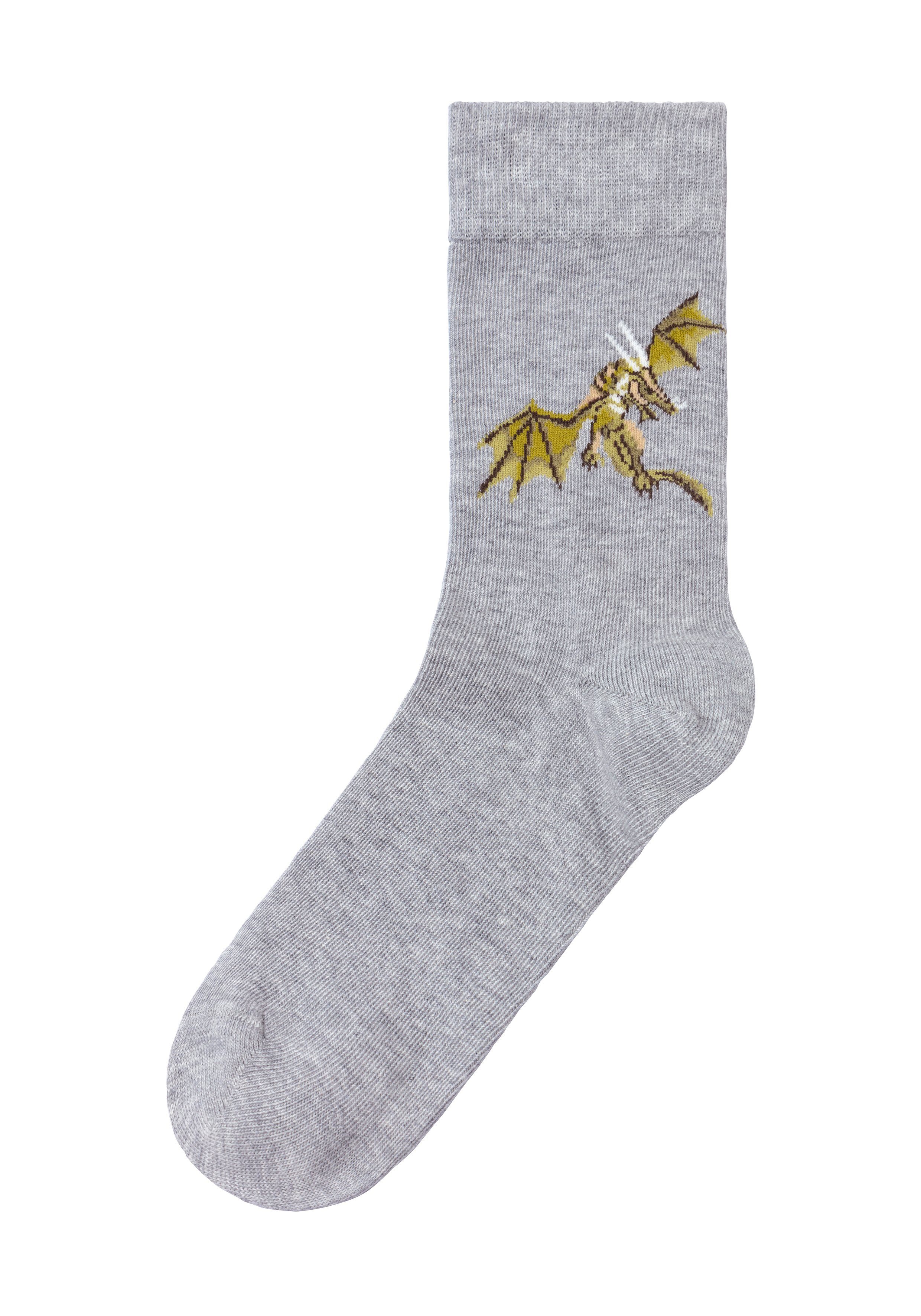 H.I.S Socken (5-Paar) mit unterschiedlichen Drachen Motiven