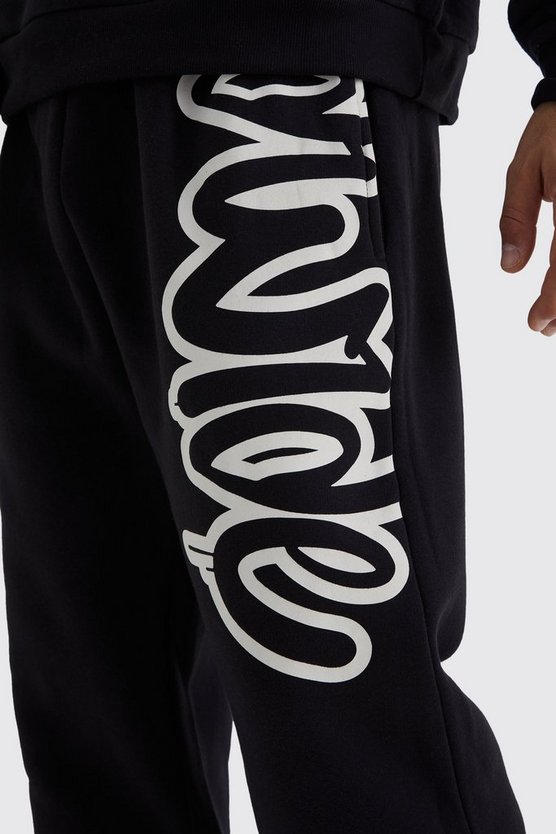 Lockere Jogginghose mit Worldwide Graffiti Print