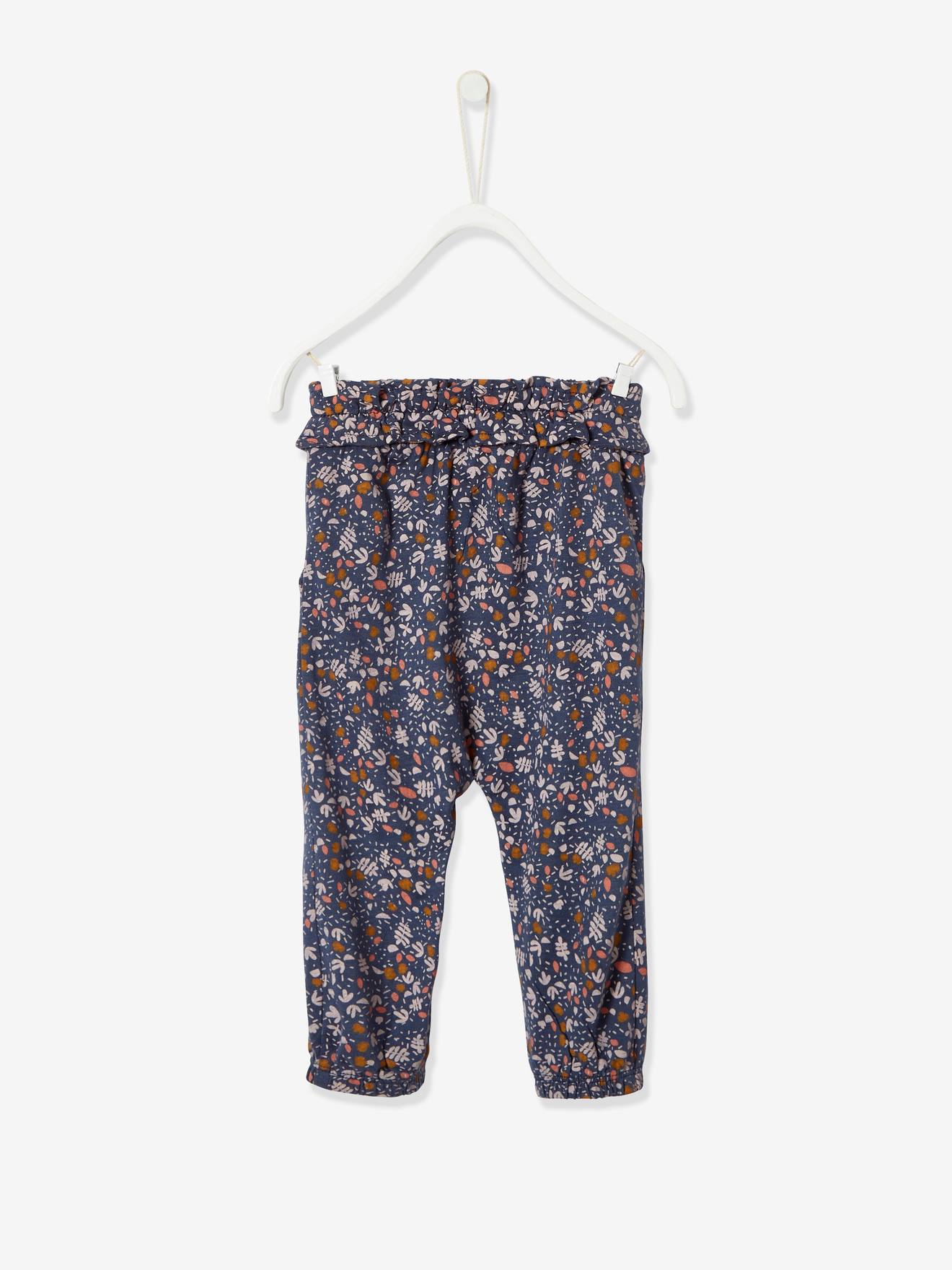 Vertbaudet Mädchen Baby Hose mit Dehnbund Oeko Tex - dunkelblau bedruckt