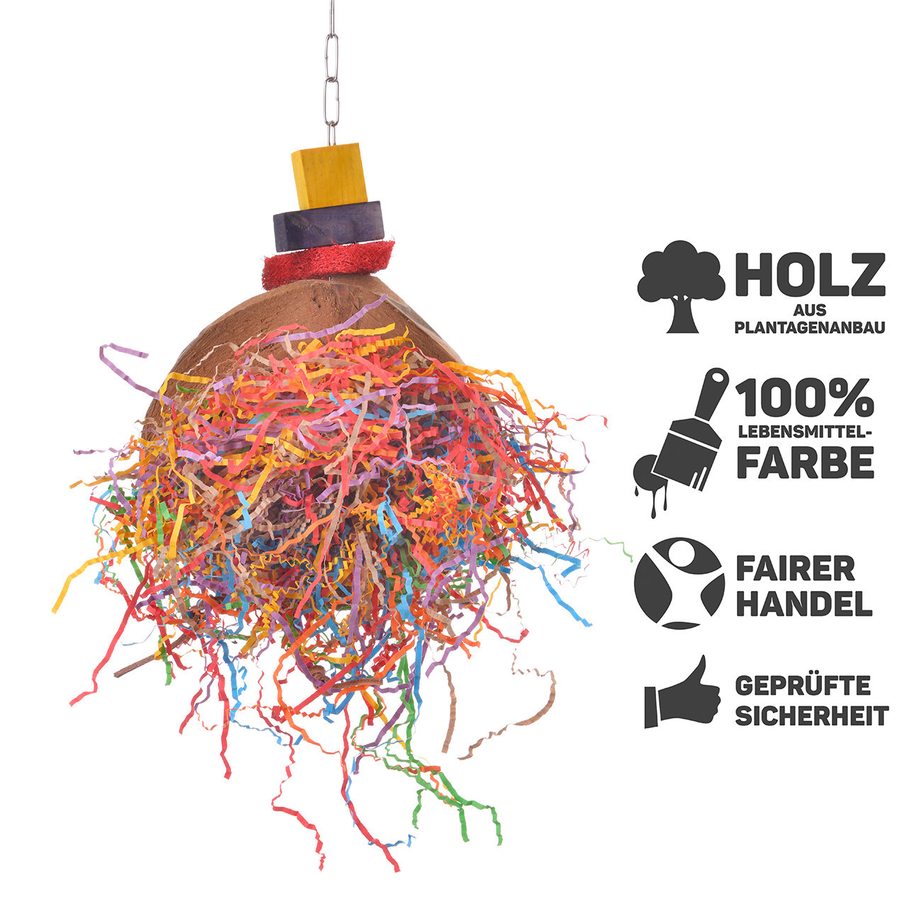 HappyBird Spielzeug HappyBird Papageienspielzeug Coconut Fun I