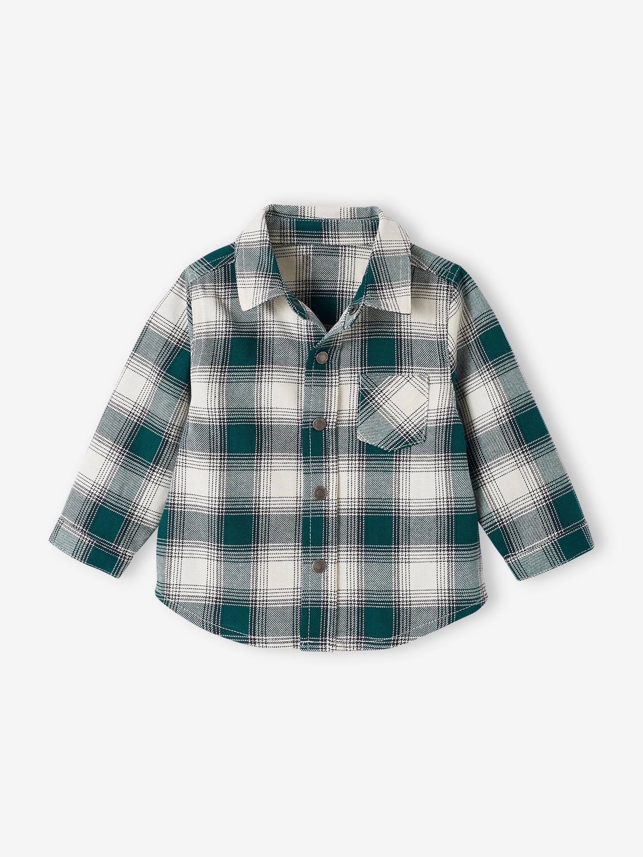 Chemise flanelle bébé à carreaux carreaux vert