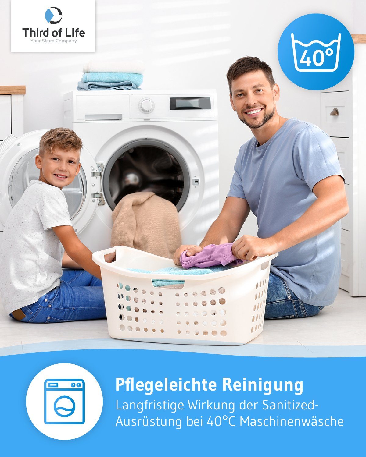 4-Jahreszeitenbett, BLANCO Ganzjahresdecke, Third of Life, Sanitized Ausrüstung gegen Bakterien & Milben, für Allergiker geeignet