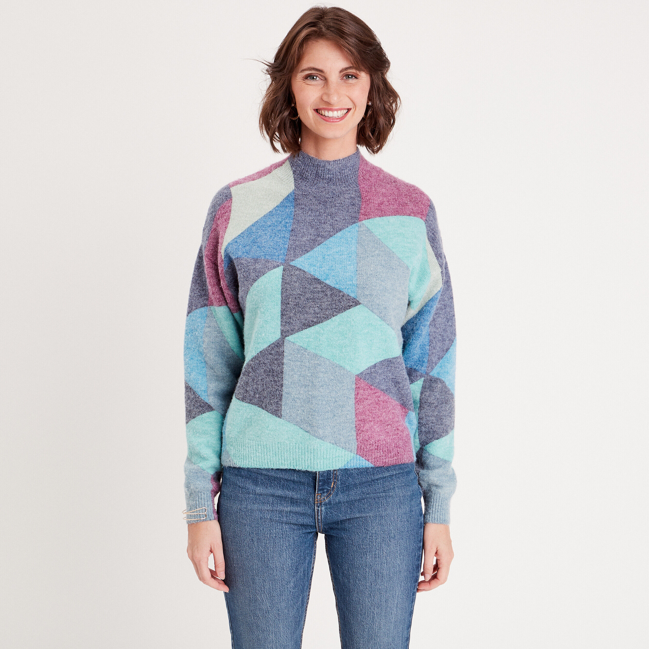 Pull col montant bleu femme | Cache Cache