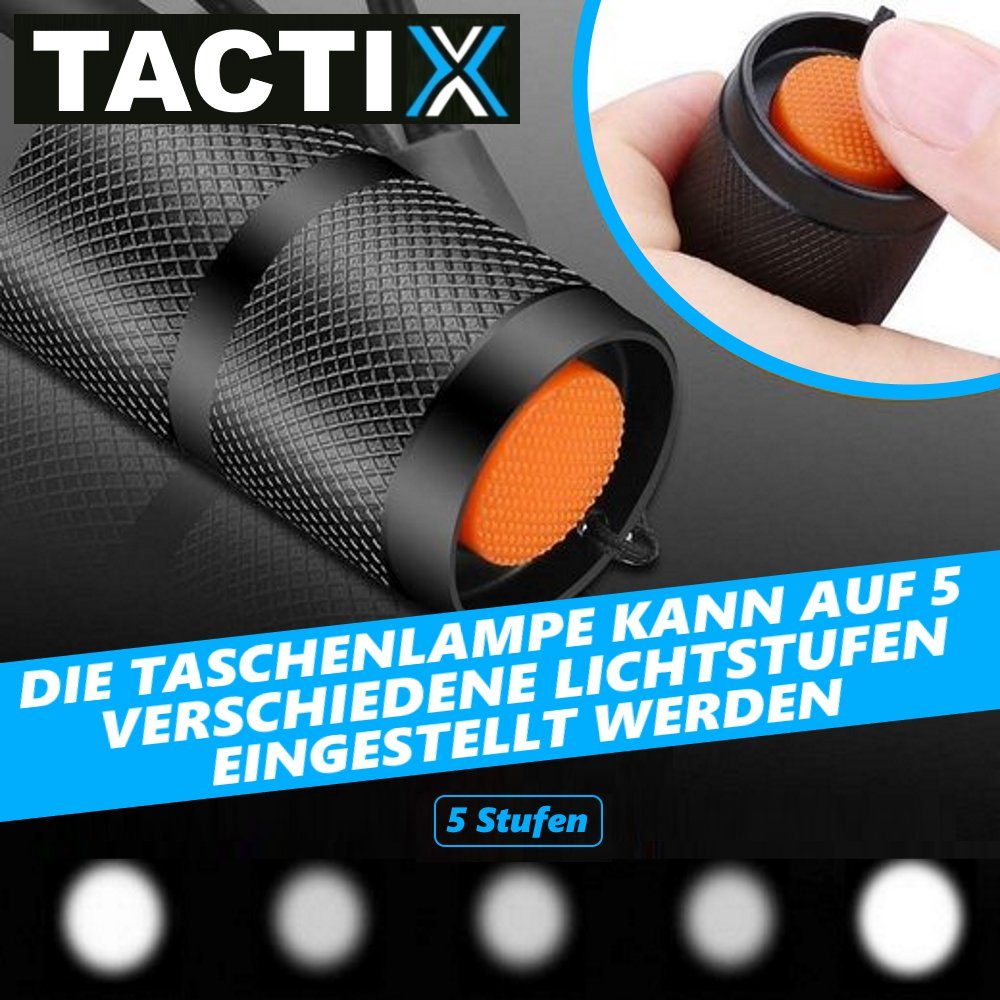 MAVURA LED Taschenlampe TACTIX LED taktische Taschenlampe schwarz Zoomfunktion, Polizei Taschen Lampe Security 40x Heller Taschenlampen