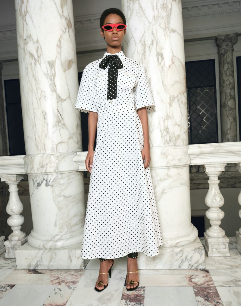 Plus-de-pois Print Poplin Midi-kjole
