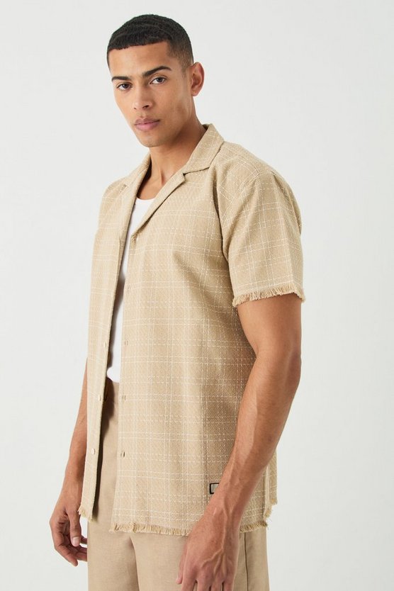 Oversize Bouclee-Hemd mit rohem Saum