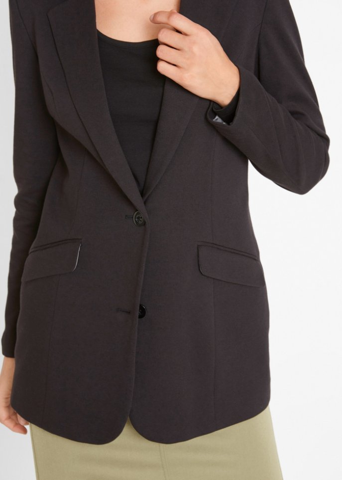 Bio-Baumwolljersey-Longblazer im Boyfriend-Stil