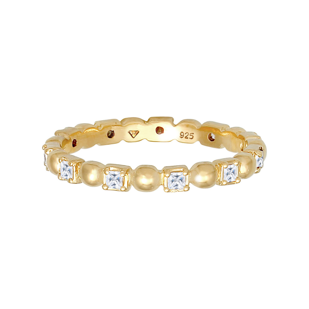 Elli Elli Bague Bague pour dames Boule carrée minimale avec zirconium en argent sterli Bague