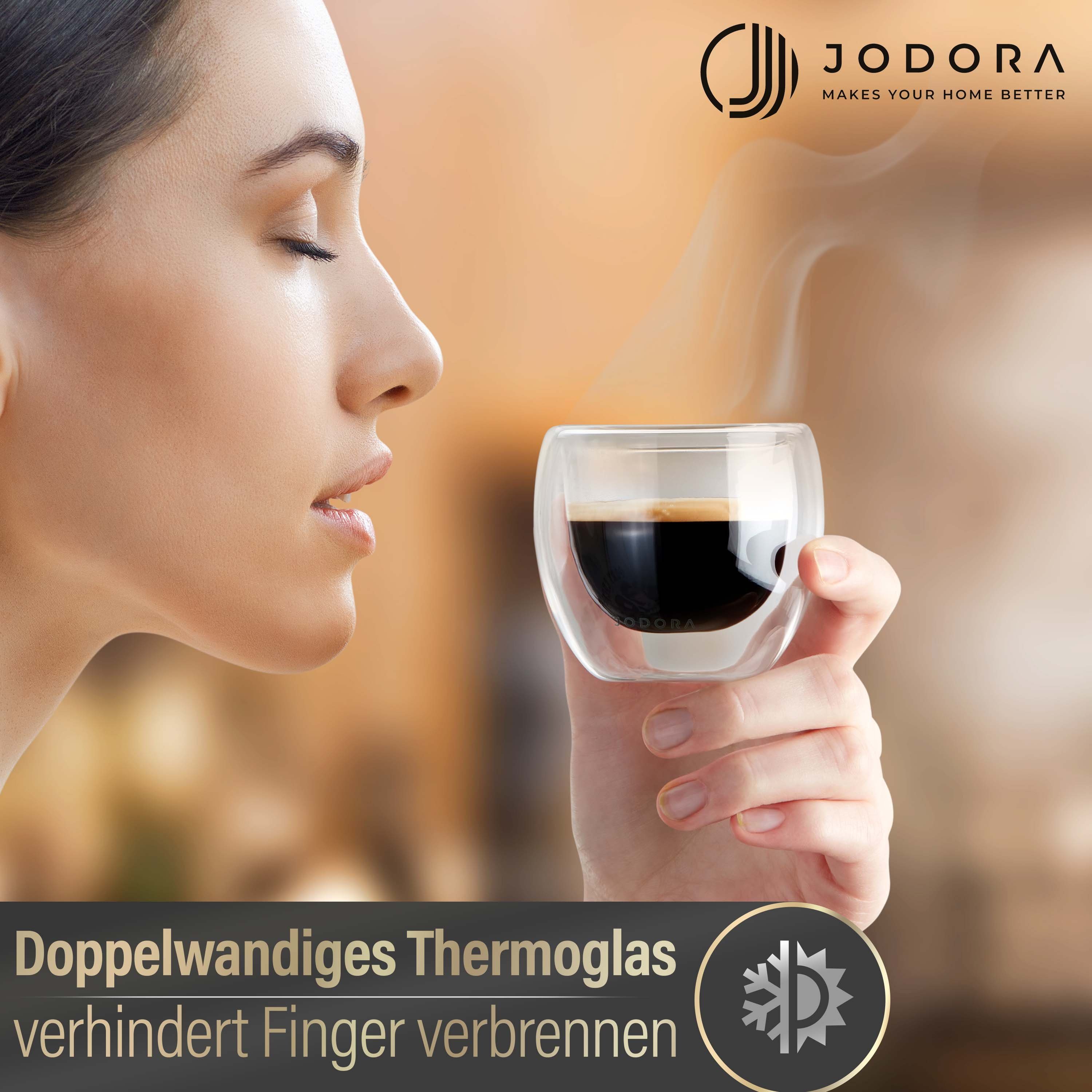 JODORA Espressoglas Design Espressogläser doppelwandig - (4 x 90ml)