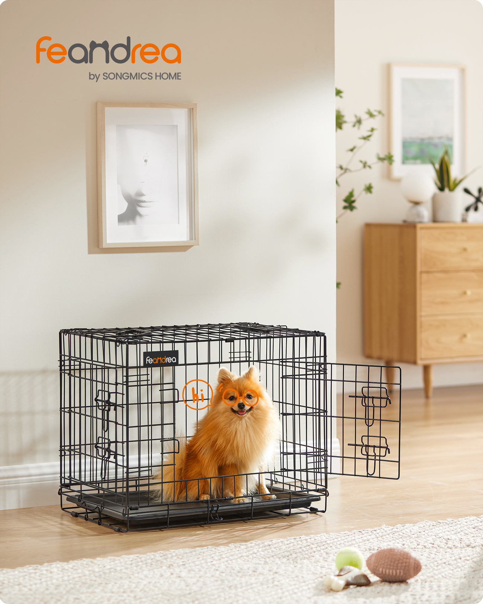 FEANDREA Transportboxen & Gitterboxen FEANDREA S-XXL Hundekäfig mit 2 Türen 61 cm, 43,5 cm, 50,5 cm