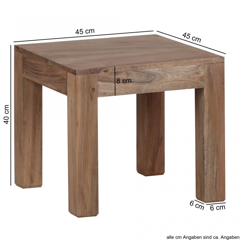 Wohnling Akazie Couchtisch Massiv 45 x 45 cm Massivholz