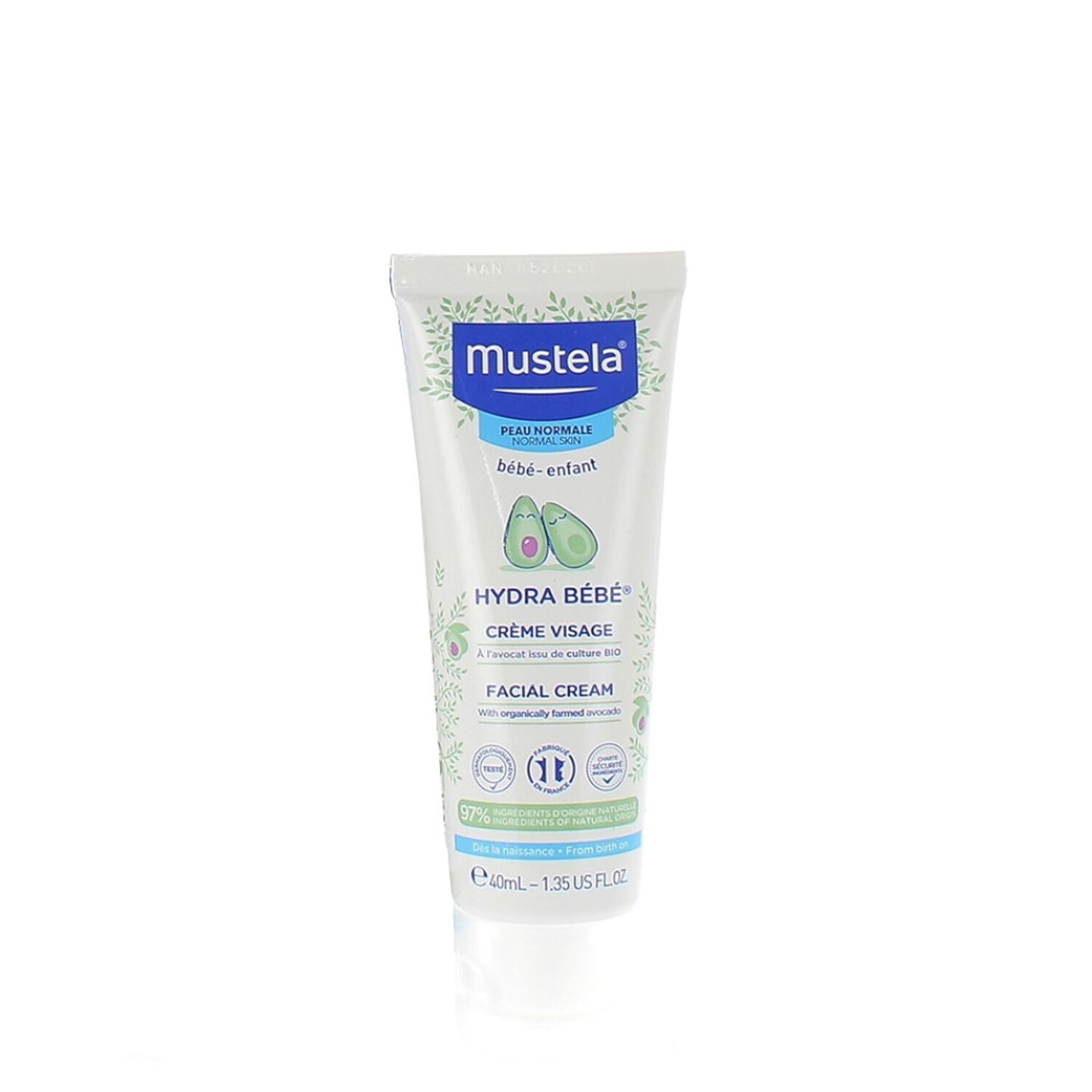 Mustela Hydra Bébé Bio Crème Visage Peau Normale 40 ml