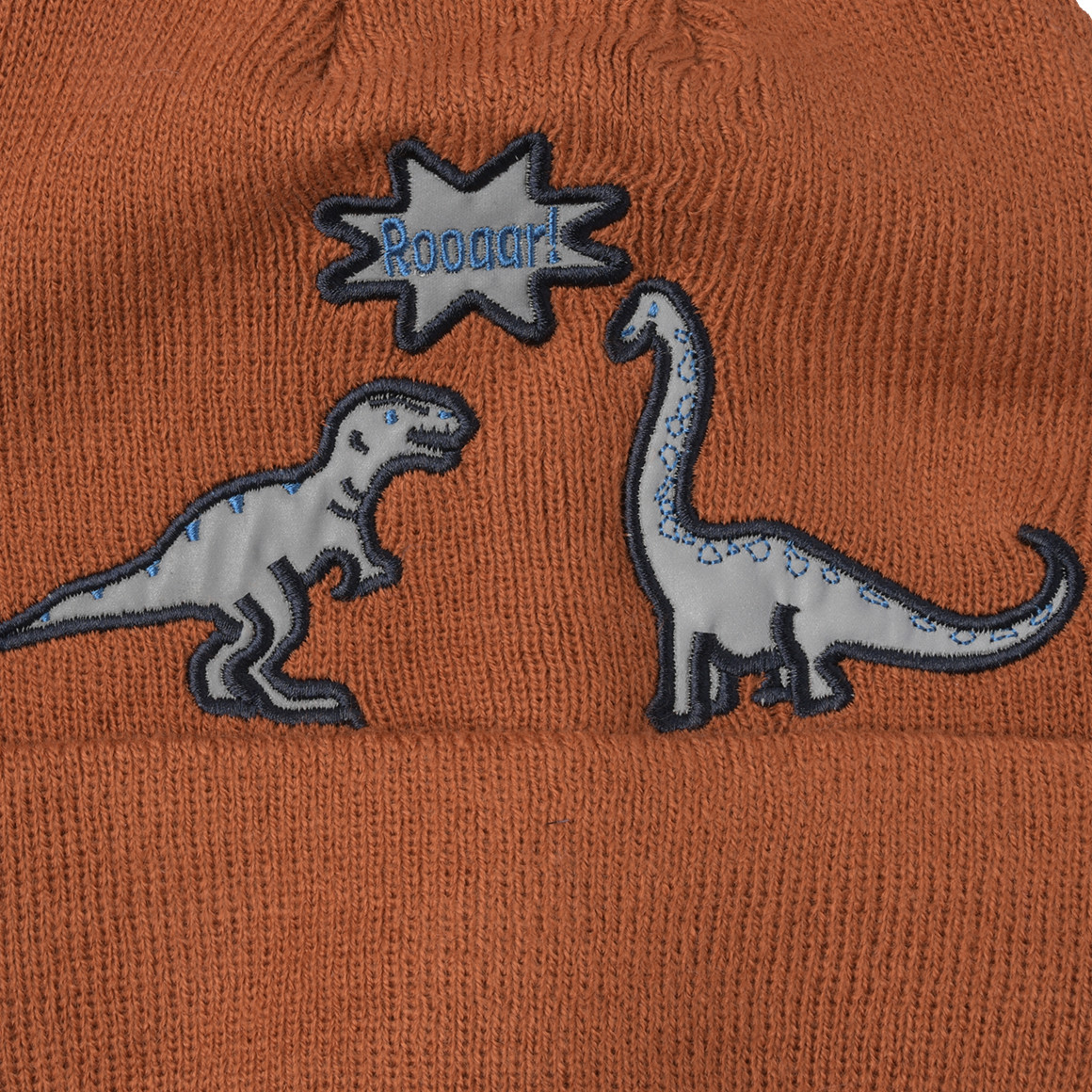 Jungen Strickmütze mit Dino-Motiven