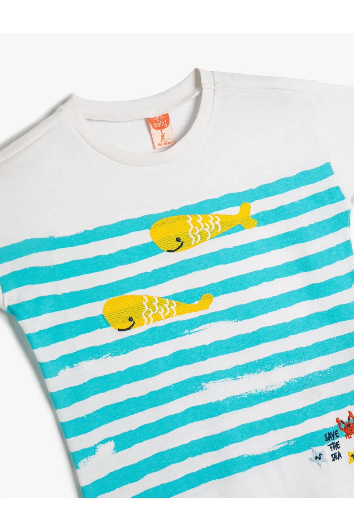 Koton  T-Shirt Kurzarm Rundhals Fisch bedruckt Baumwolle