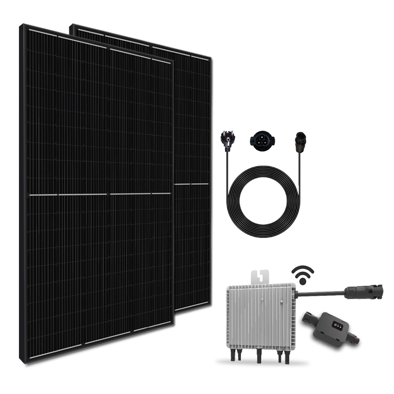Campergold Solaranlage 800W Balkonkraftwerk Komplettset mit 400W Black Frame Solarmodule, Monokristallin, (Neu Generation 800W Deye WIFI Wechselrichter mit Relais), Balkon-Solaranlage steckerfertig für Ihr Haus, Plug & Play