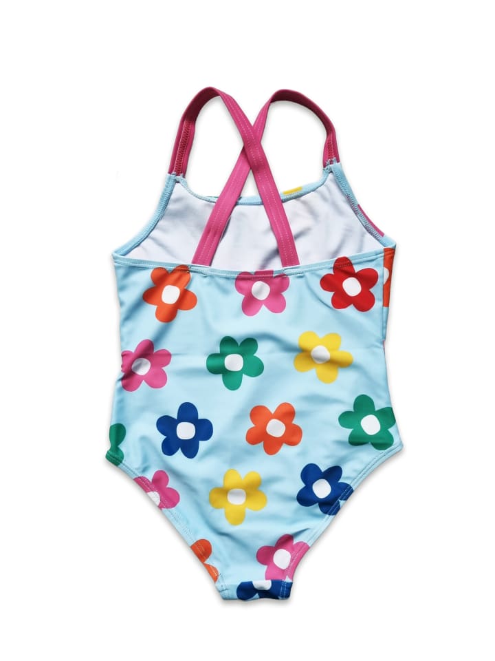 Toby Tiger Badeanzug mit Regenbogenblumen Print in blau günstig kaufen