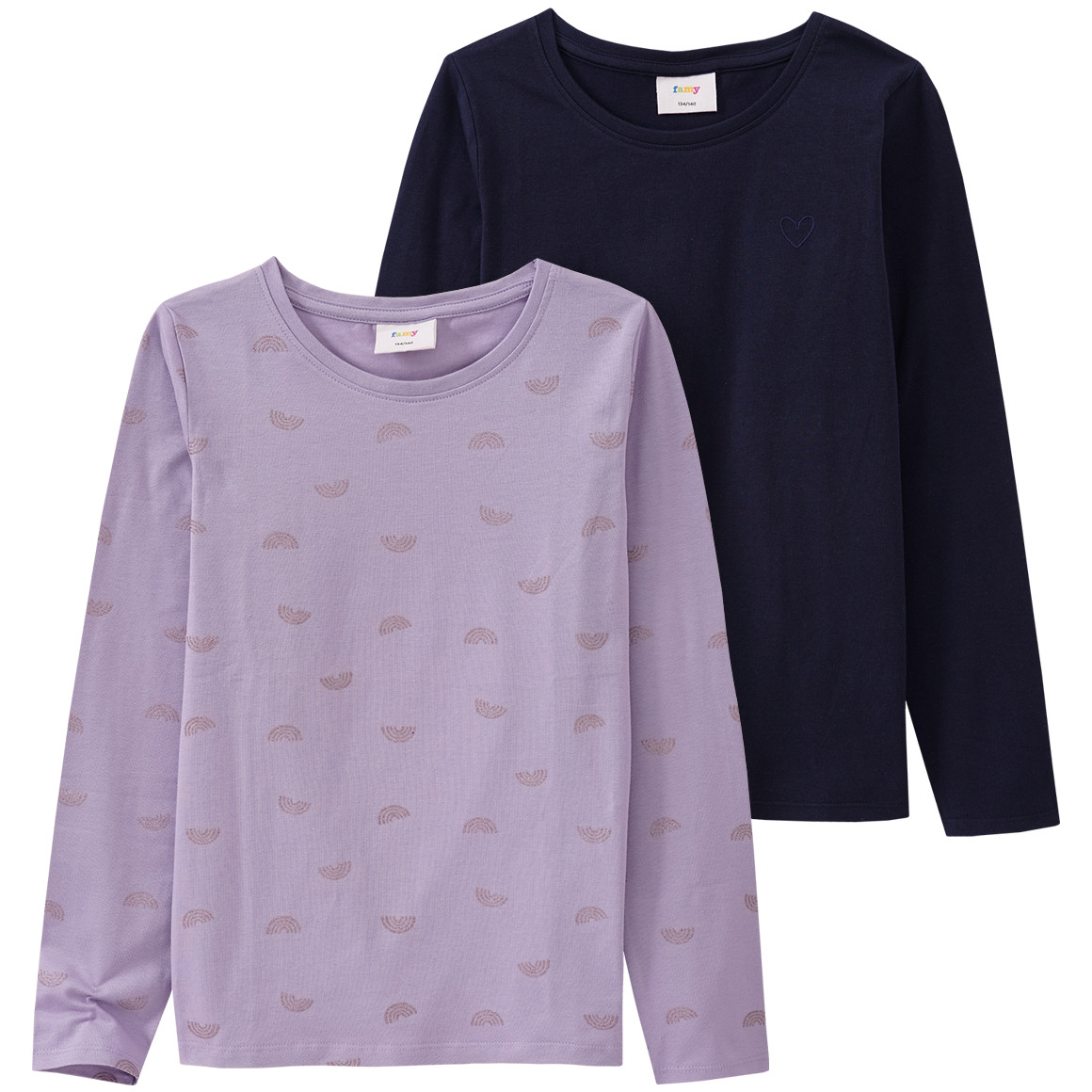 2 Mädchen Langarmshirts im Basic-Look