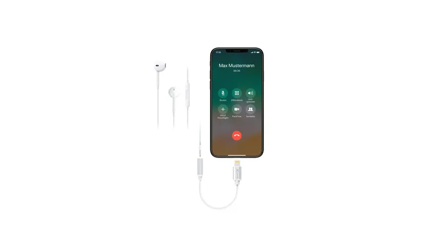 Xlayer Kabel PREMIUM Adapter Lightning auf 3,5 mm AUX MFI-zertifiziert White