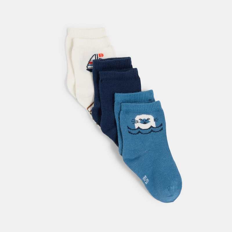 Chaussettes thème marin bébé garçon (lot de 3)