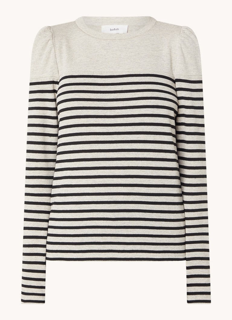 ba&sh Palki long-sleeved shirt with stripe print and puff sleeves