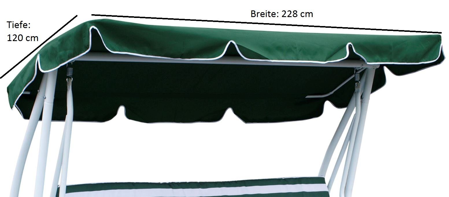 DEGAMO Hollywoodschaukelersatzdach MIAMI, (1-tlg), für 4-sitzer Schaukel 228x120cm, grün mit weißen Kedern