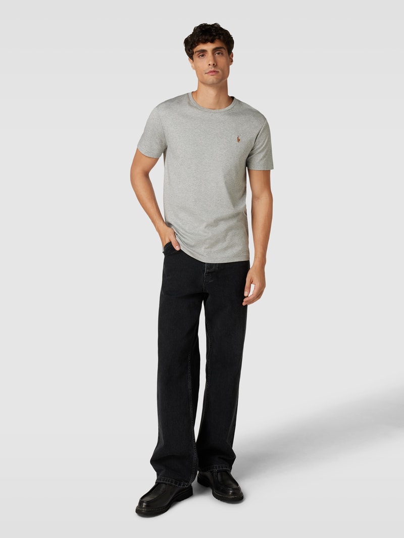 T-Shirt mit Streifenmuster Modell 'PIMA' in hellgrau