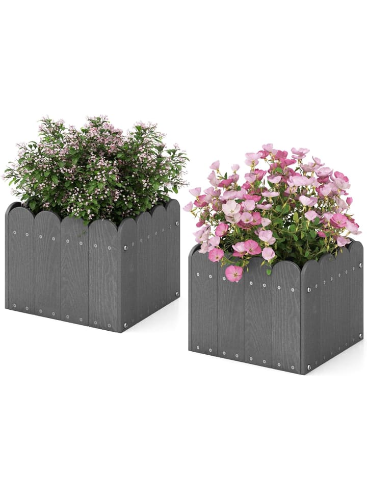 COSTWAY Pflanzkübel 2er Set HDPE 32x30x25cm in Grau günstig kaufen onesize
