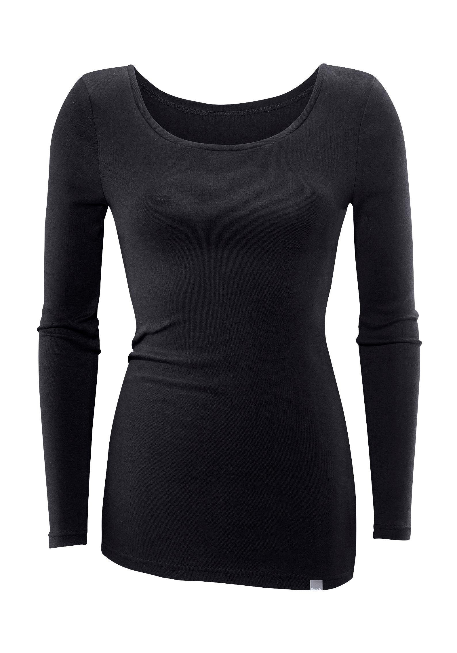 Bench. Langarmshirt (2er-Pack) besonders lang geschnitten und aus weicher Rippware
