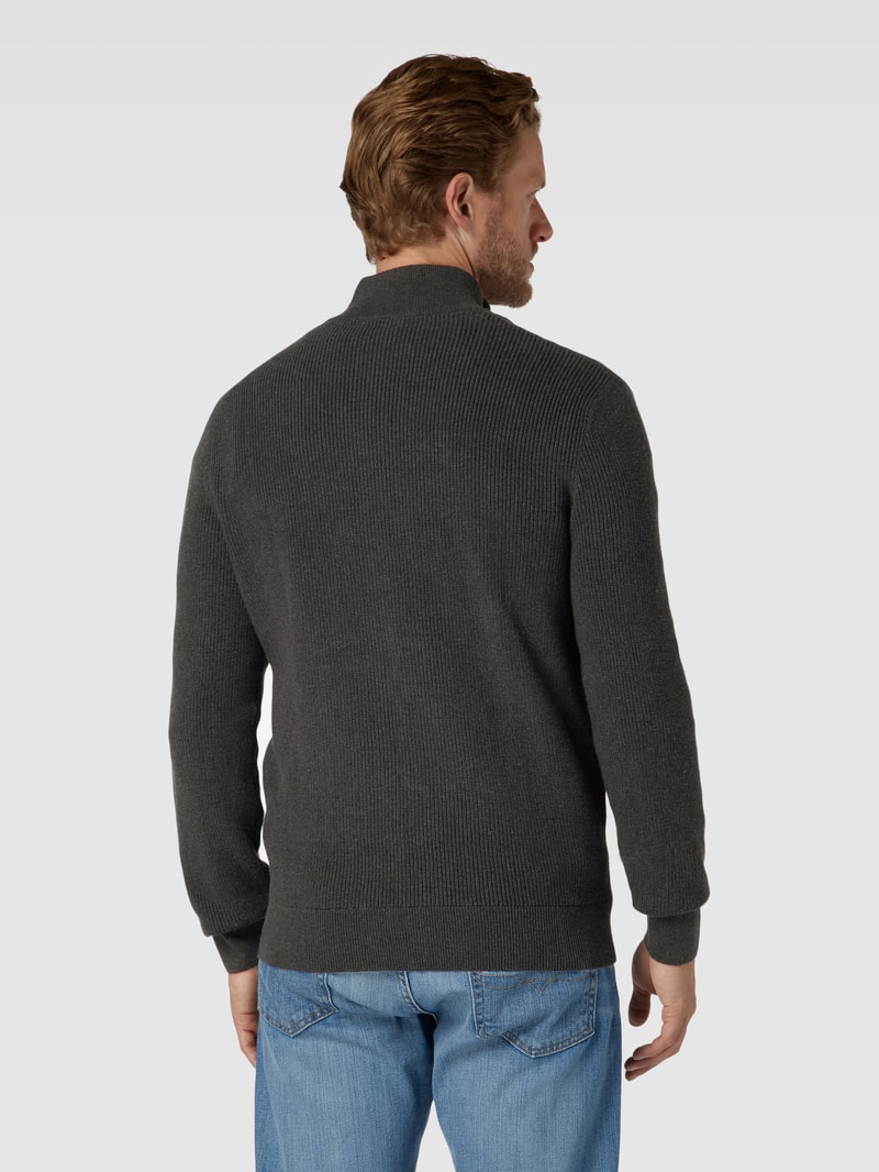 Strickjacke mit Stehkragen in anthrazit meliert