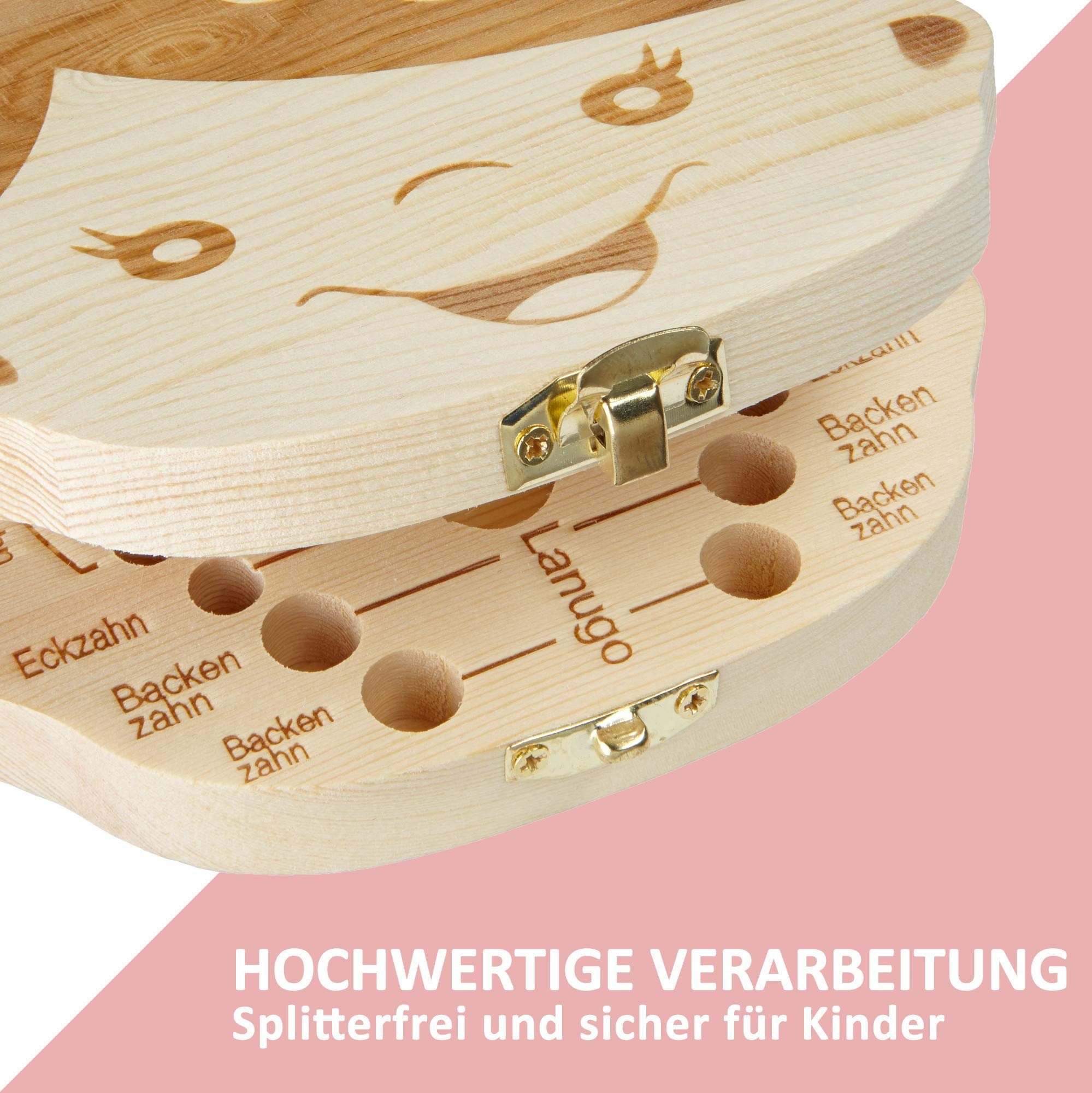 Little Moonshine Zahndose Holz Milchzahndose inkl. Zahnfee-Geschichten Geschenk, Mädchen 1 Stück (1er Pack) Pinienholz