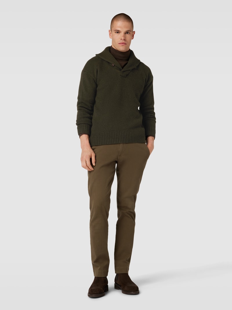 Strickpullover mit überschnittenen Schultern in olivgrün meliert