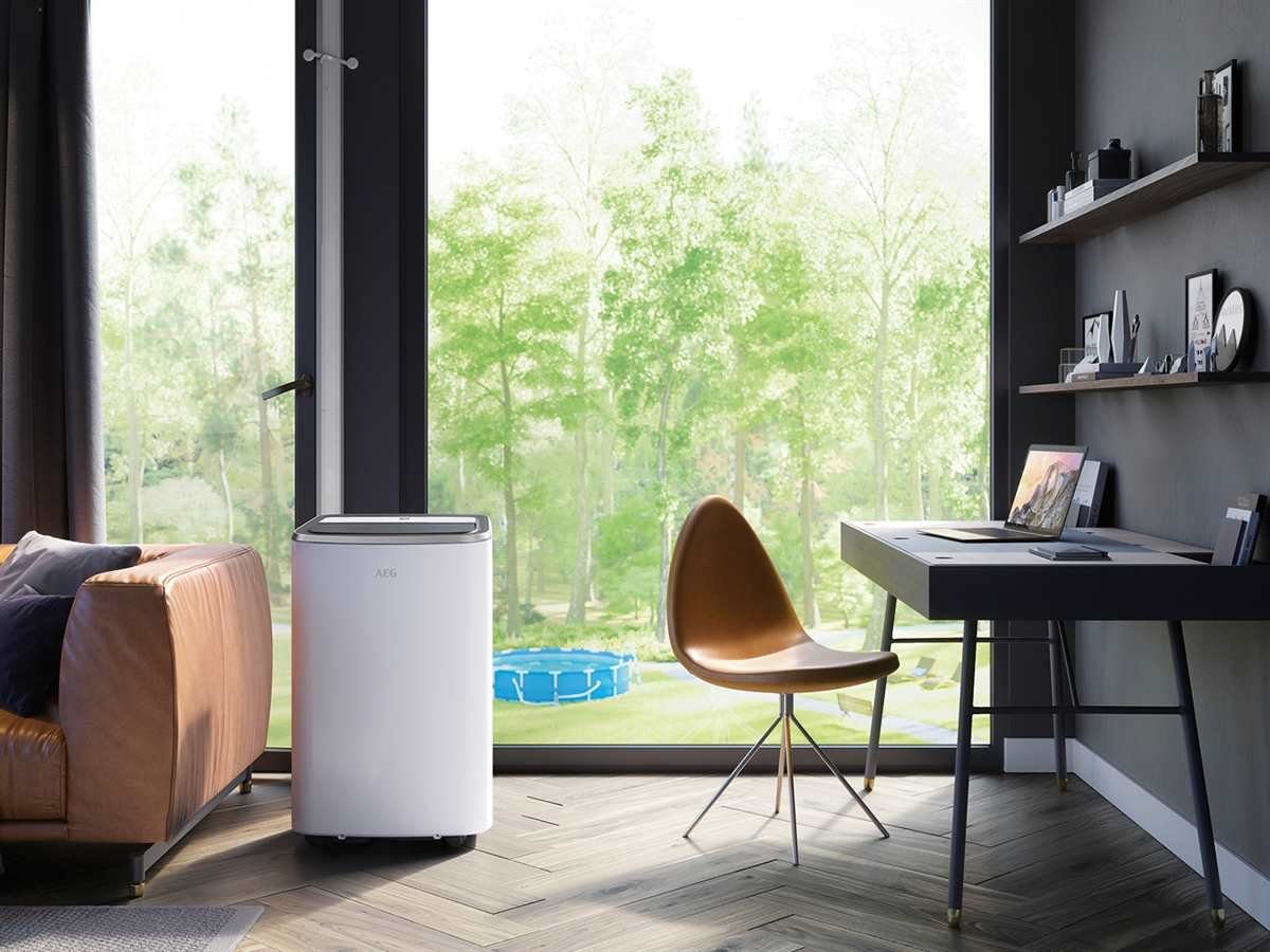 AEG Klimagerät AXP34U338CW Mobiles Klimagerät, Multifunktional: Kühlen, Ventilieren, Entfeuchten, Autofunktion