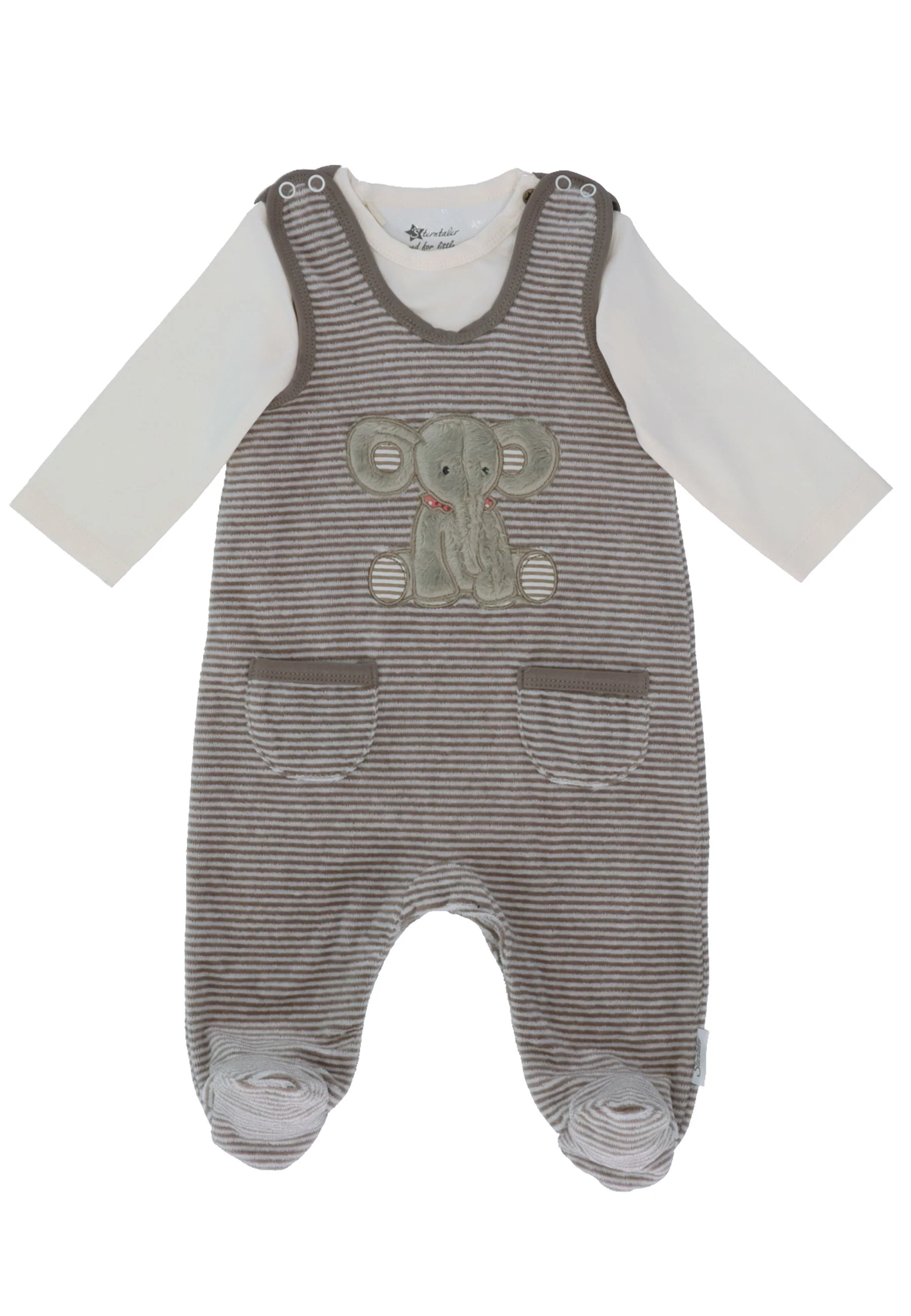 Baby Strampler aus Nicki, Motiv Elefant Eddy, Grau
