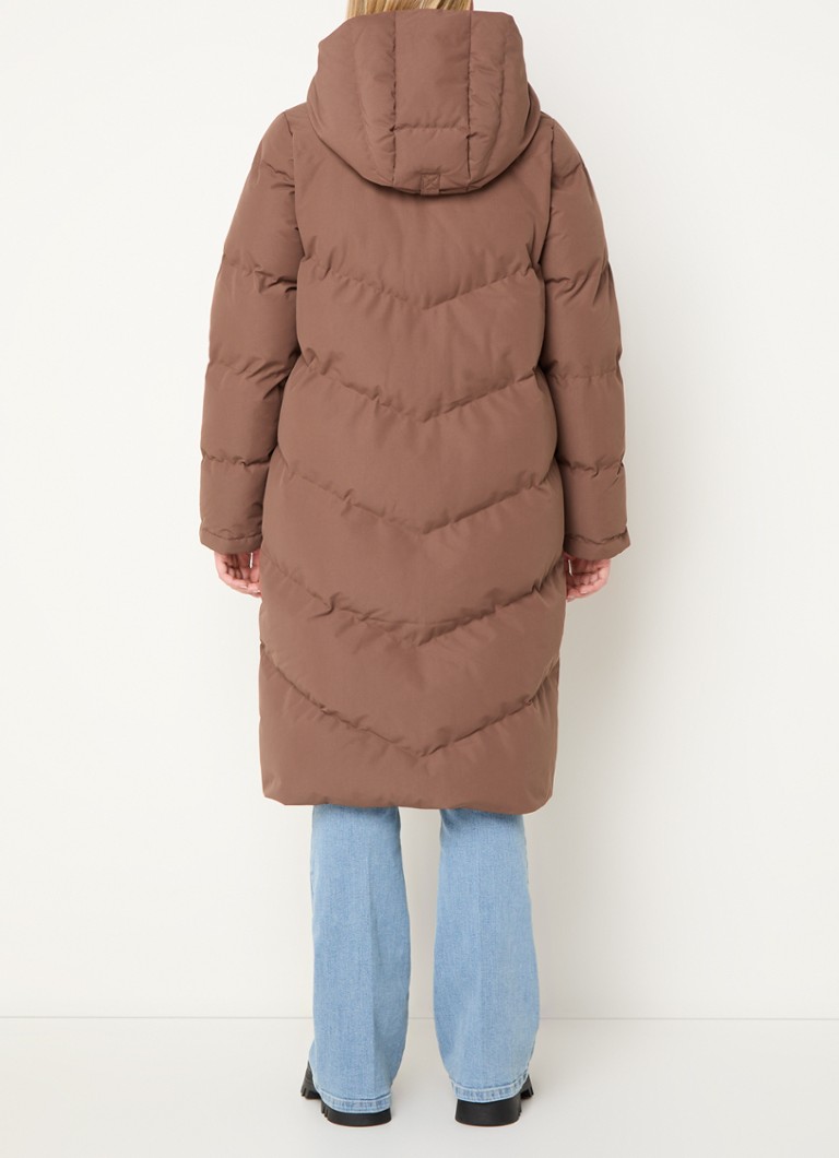 Elvine Nalani longline puffer jas met ritszakken en capuchon