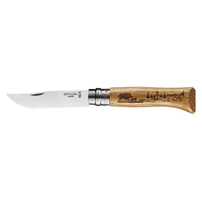 Opinel Messer Nr. 8 Edelstahl mit Eichengriff Version - Wildschwein.