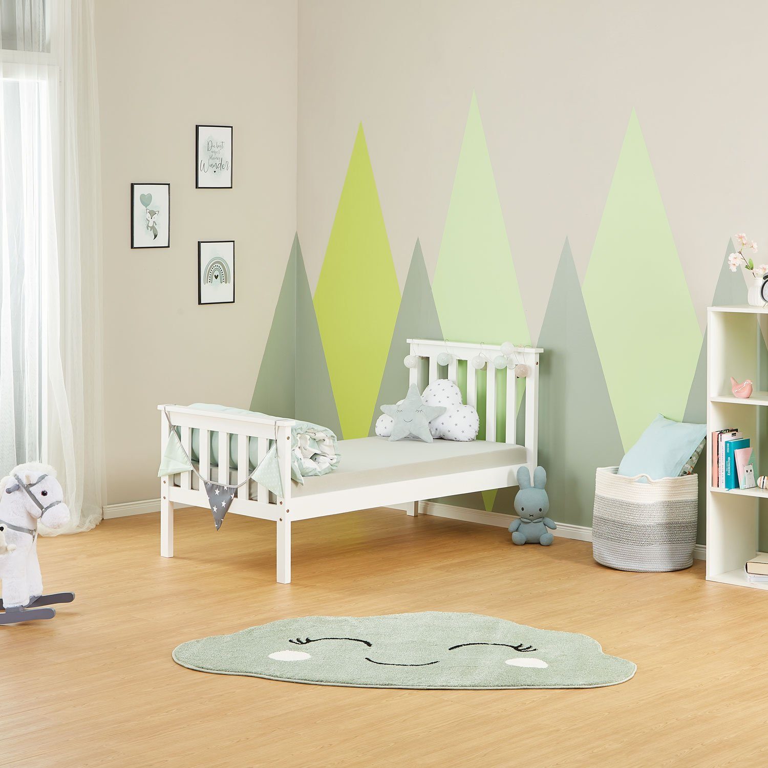 Homestyle4u Holzbett Doppelbett Jugendbett Juniorbett weiß Natur 140x200 90x200 70x140 Bett (Kein Set)