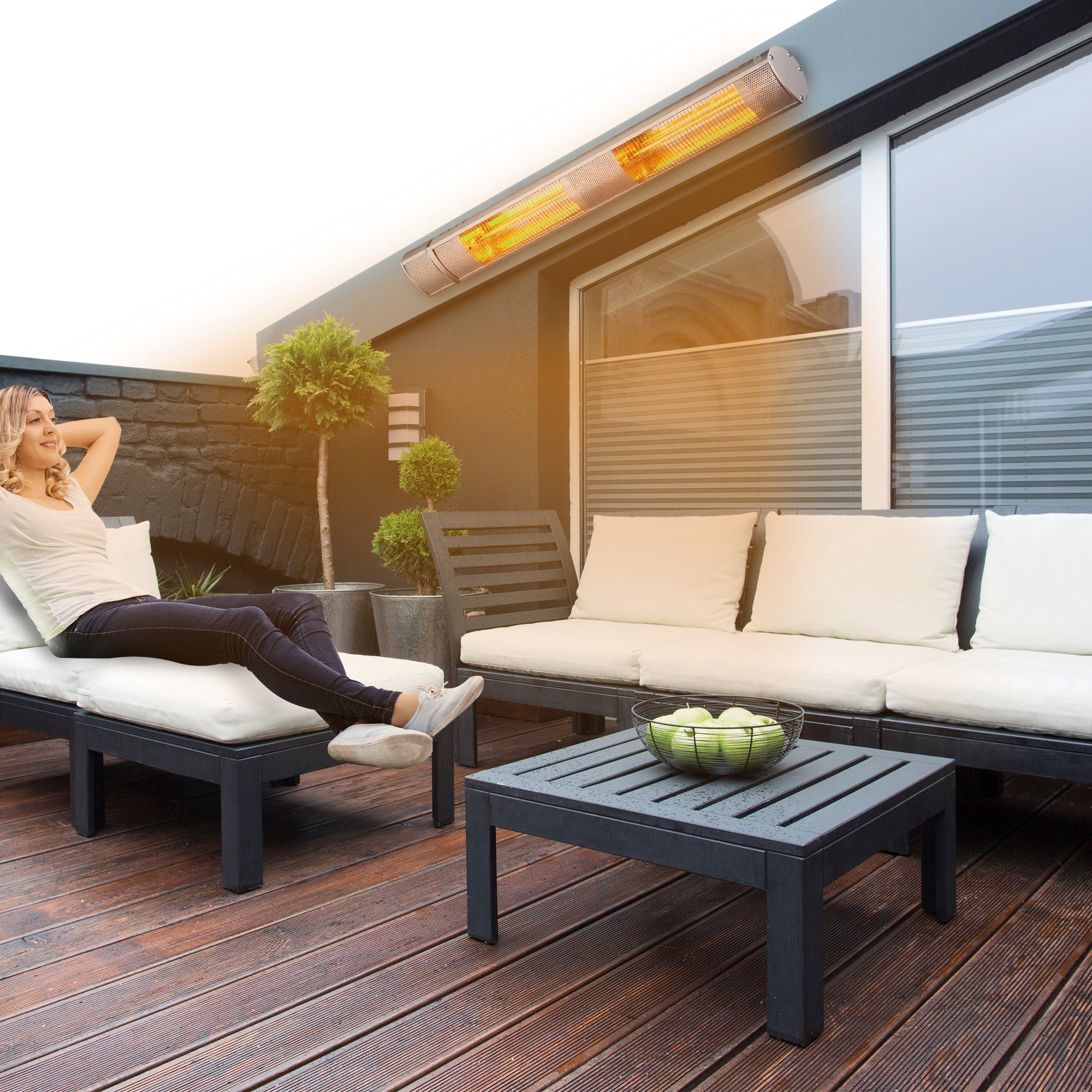 Arebos Infrarotstrahler 3.000 W, mit Fernbedienung, 3 Heizstufen, Geeignet für: 12-20m²