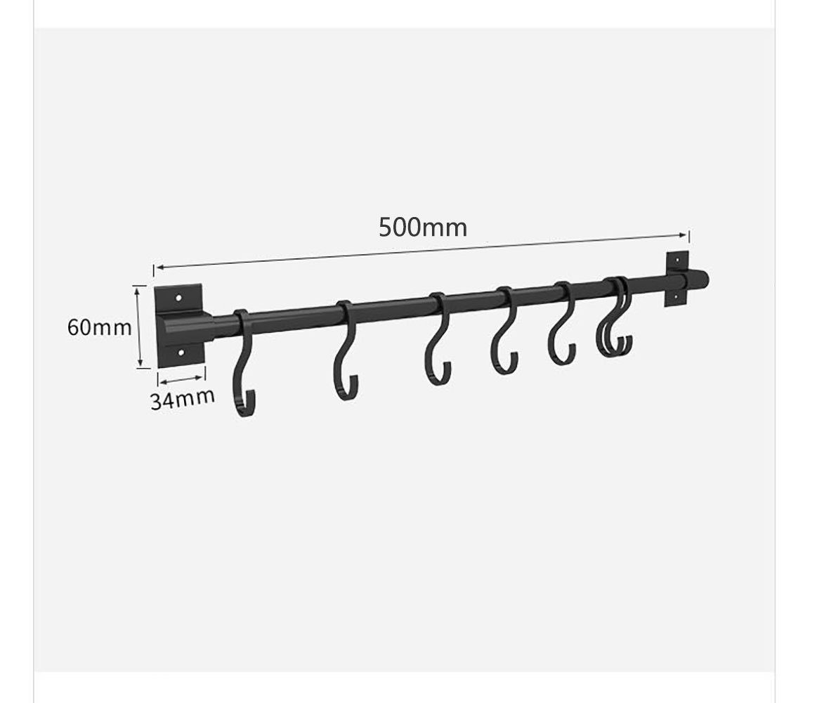 Runxizhou Wandhaken Küchenhalter, Hängeleiste, Küchenhakenleiste, 500mm x 2