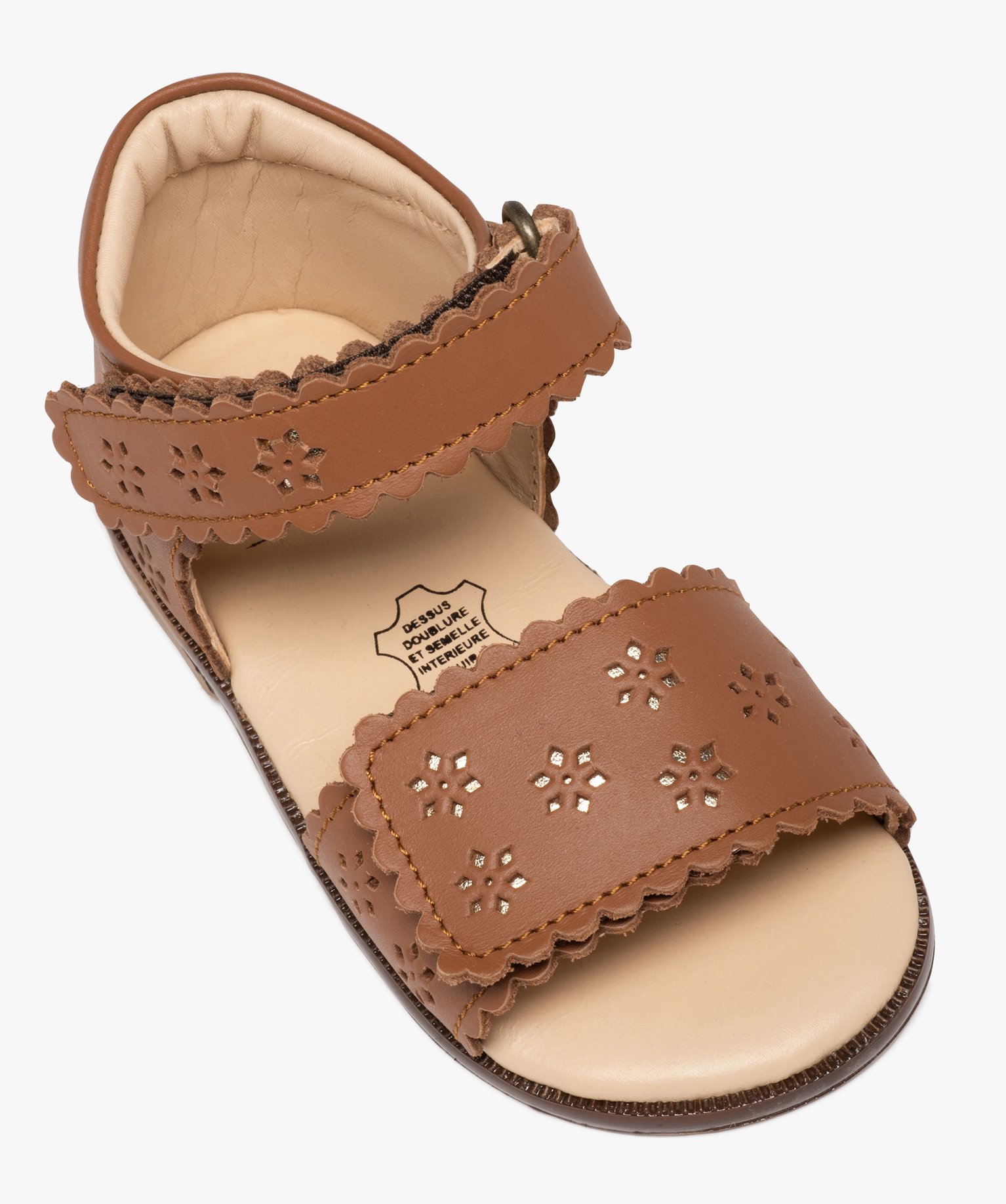 Sandales bébé fille en cuir à brides scratch ajourées – NA!