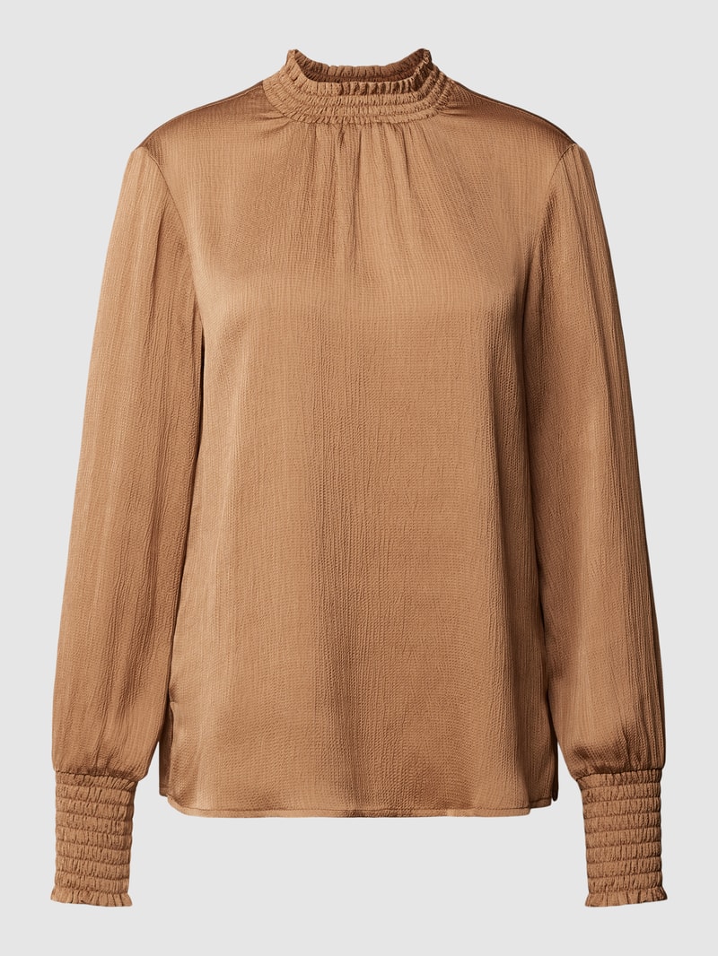 Blusenshirt mit elastischen Ärmelabschlüssen in camel