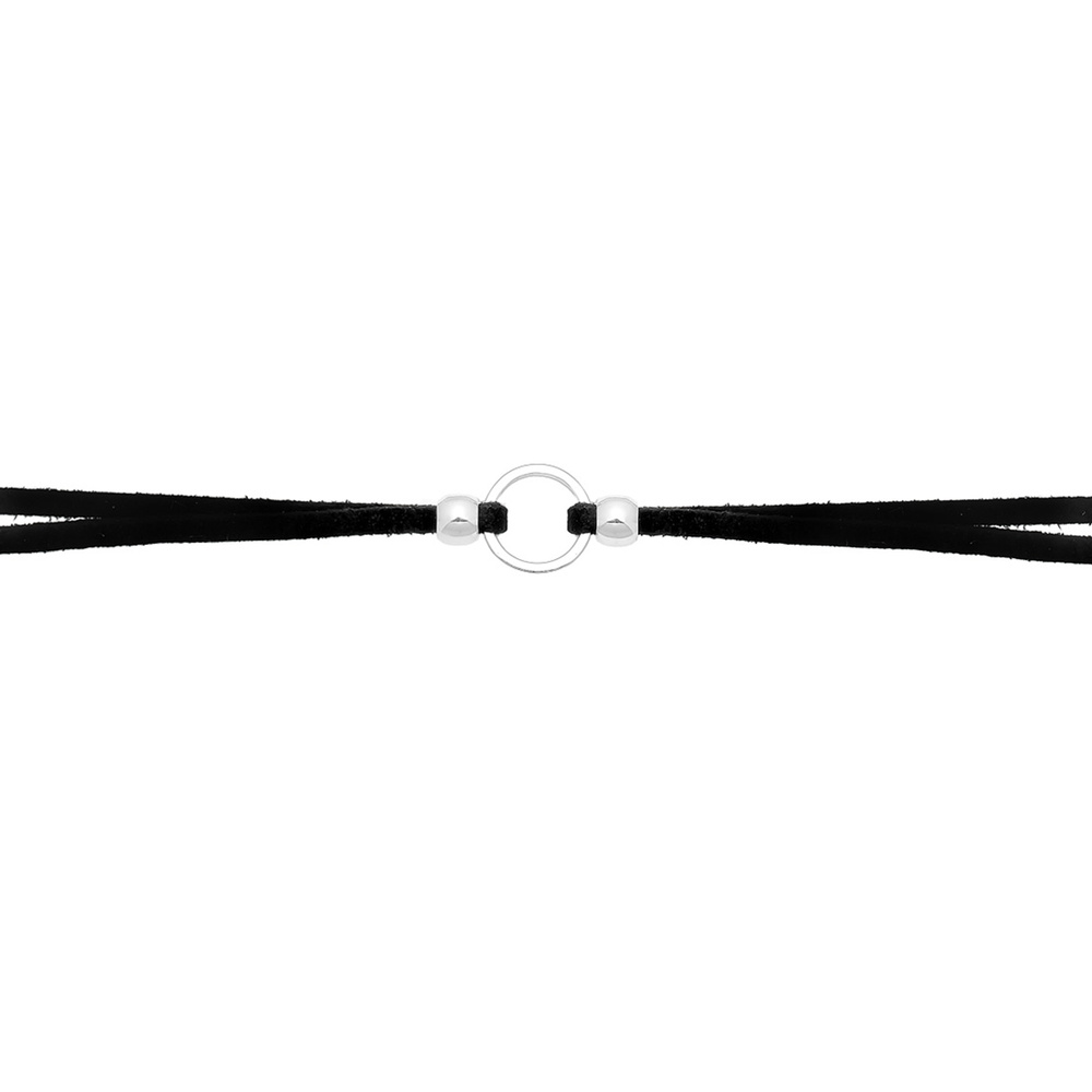 Elli Elli Collier Femmes Choker Tendance Cercle avec Cuir Velours Noir en Argent Sterl collier
