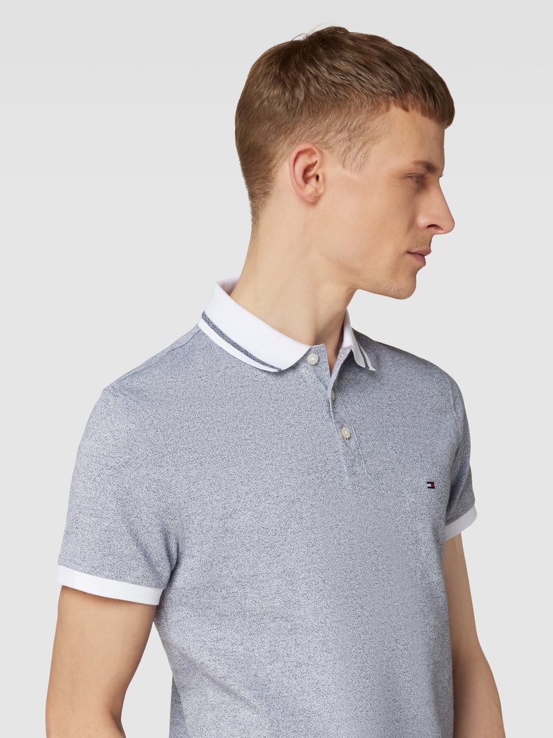 Poloshirt mit Logo-Stitching Modell 'PRETWIST' in marineblau
