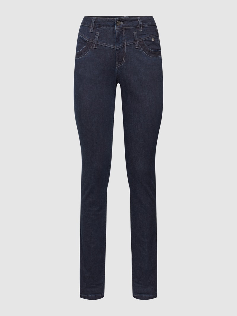 Regular Fit Jeans mit Label-Details Modell 'Florida' in dunkelblau