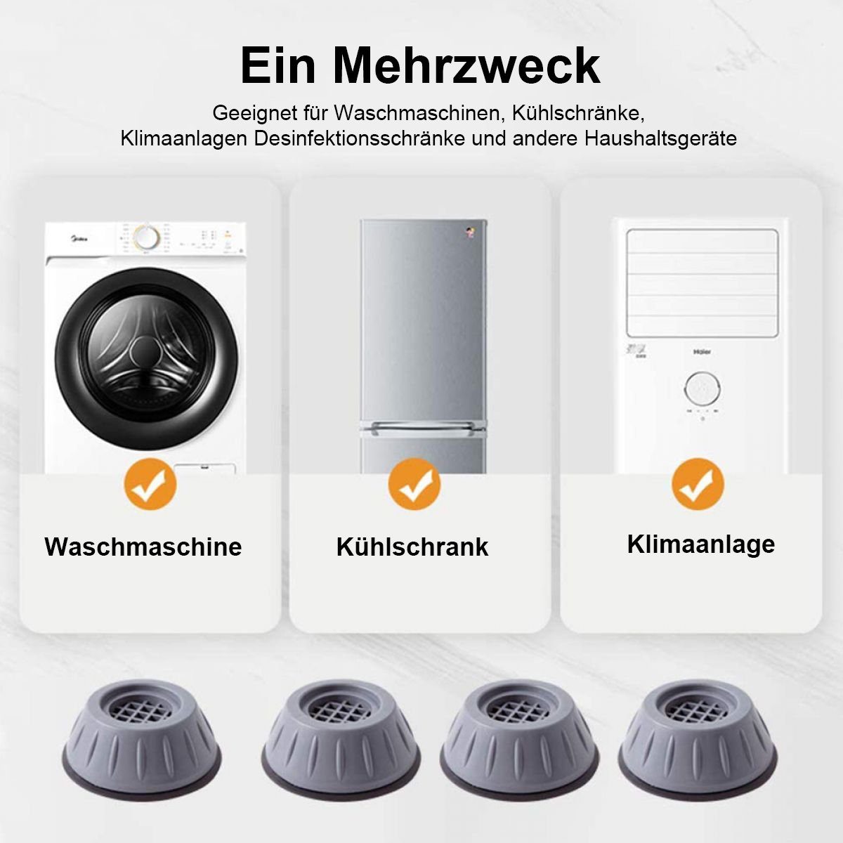 ZmdecQna Waschmaschinenuntergestell Waschmaschine Füße 4 Stück Universal Anti Vibration Anti Rutsch Gummi, Zubehör für Waschmaschine, Geschirrspüler, Nachttisch, Rutschfeste Erhöhung und Stoßdämpfung