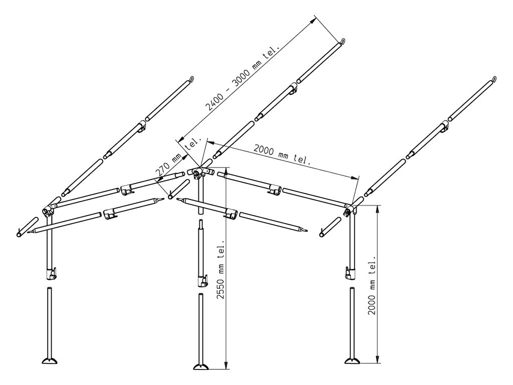 Piper Vorzelt Gestänge PowerGrip Aluminium 28 mm Größe 2 - 7