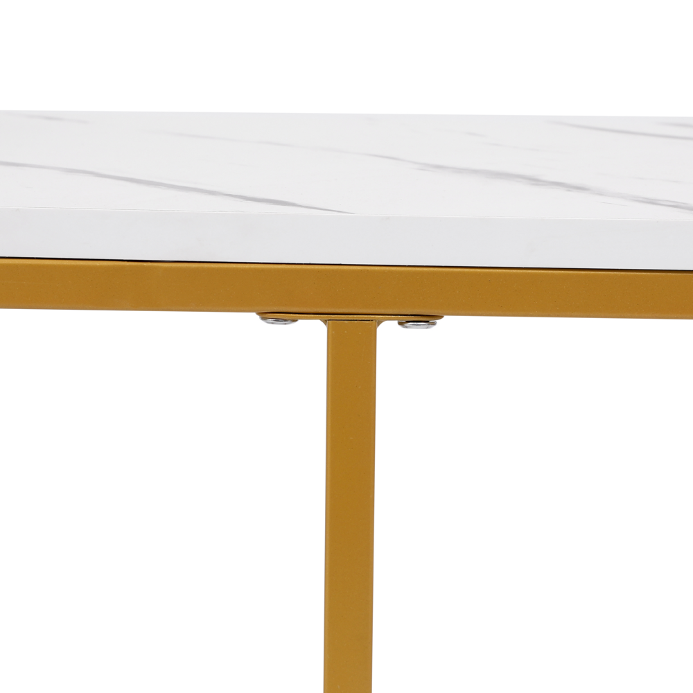 Happy Home Happy Home Satztisch Couchtisch Beistelltisch 2 tlg. HWT52-WEI Marmor Weiß Dekor Gestell Gold