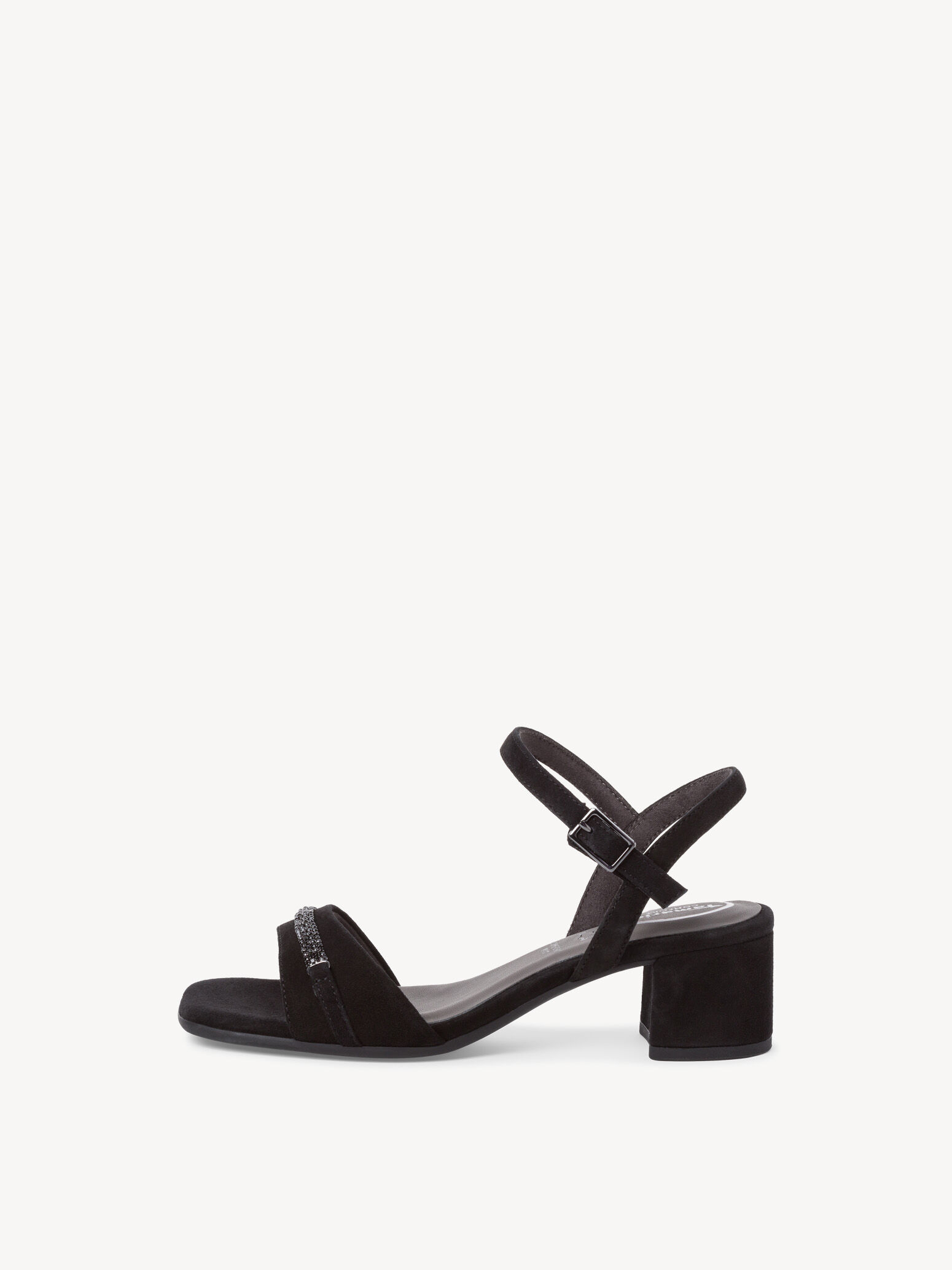 Sandale à talon en cuir - noir