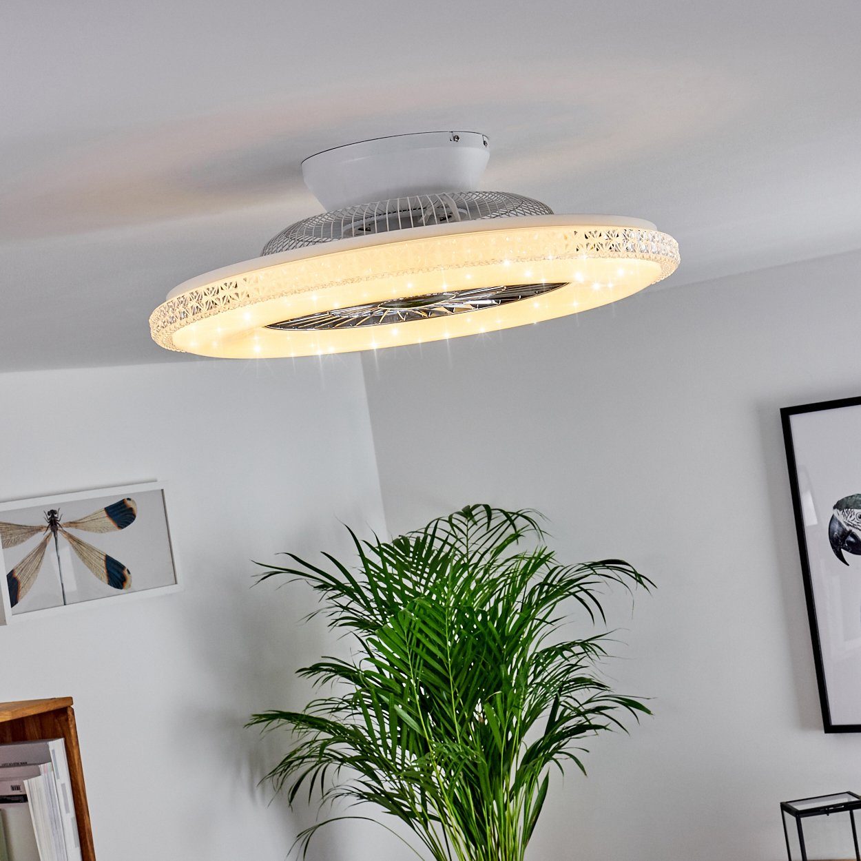 hofstein Deckenventilator Vaprio LED Deckenventilator in Weiß/Chorm
