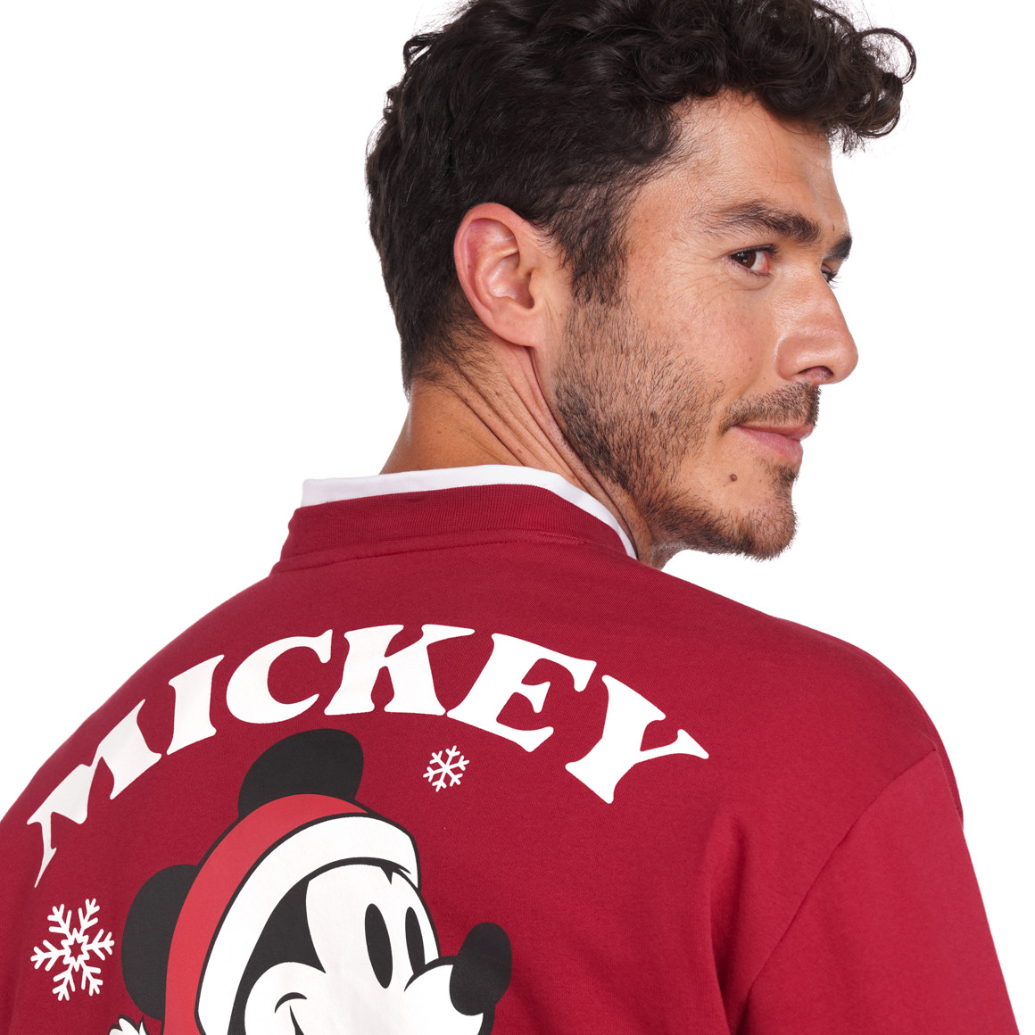 Micky Maus Weihnachtssweatshirt mit Print dunkelrot